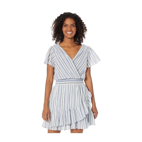 Michael Kors Women's Printed Faux Wrap Skirt Blue Size Large